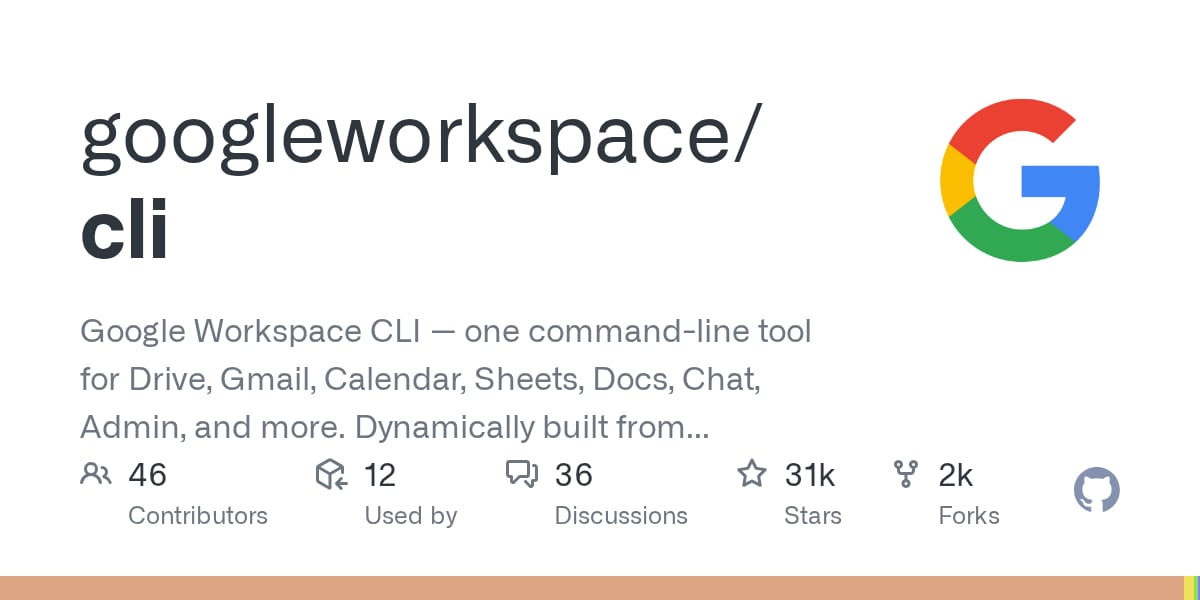 Google Workspace CLI open-source repository social preview card