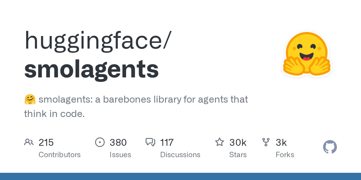 smolagents open-source repository social preview card