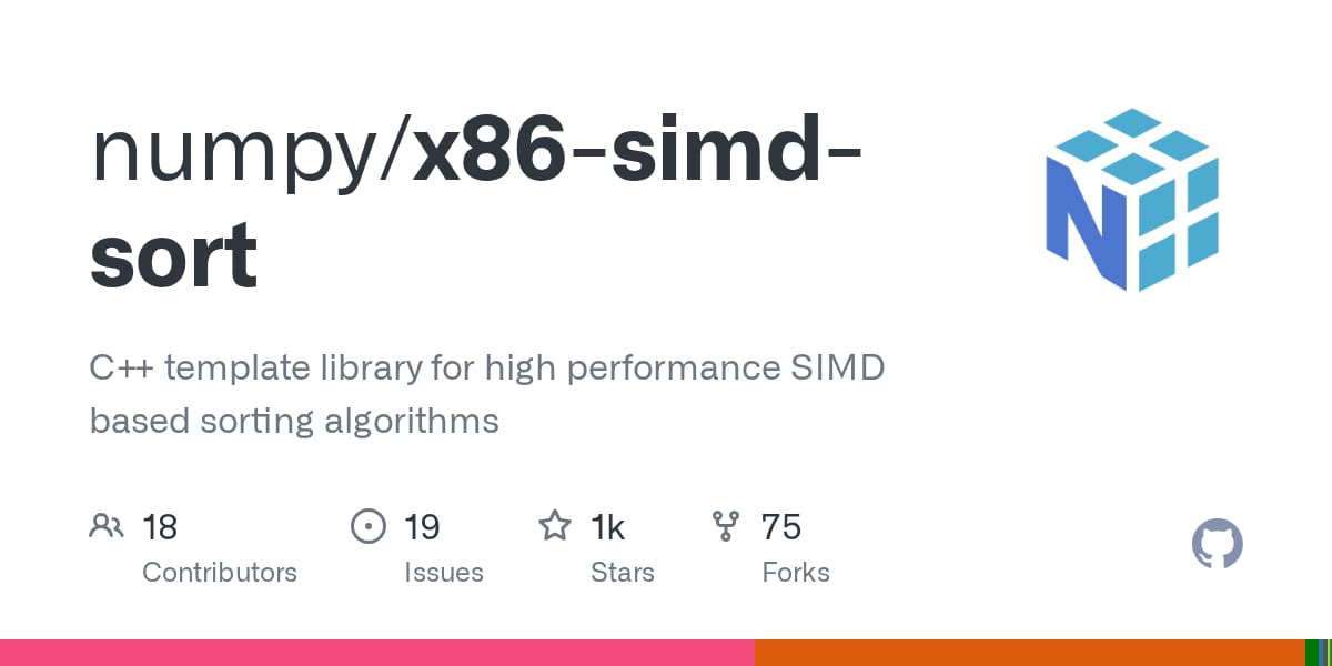 Intel x86 SIMD sort repository social preview card